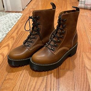 Discontinued color of Leona Vintage Smooth Leather Heeled Dr. Marten’s Boots